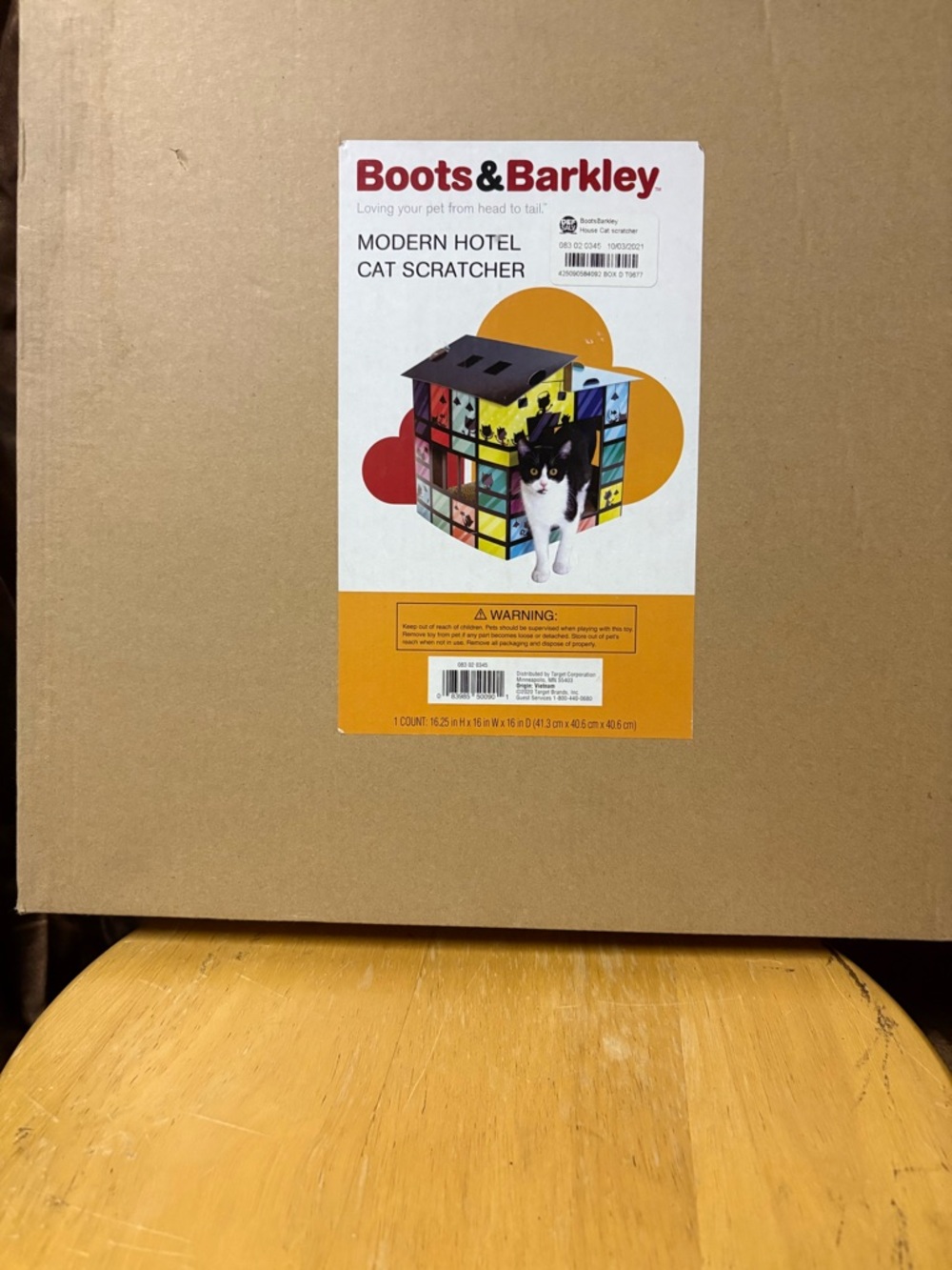 Boots & Barkley Colorful Cubed Cat Scratcher with Black Roof
